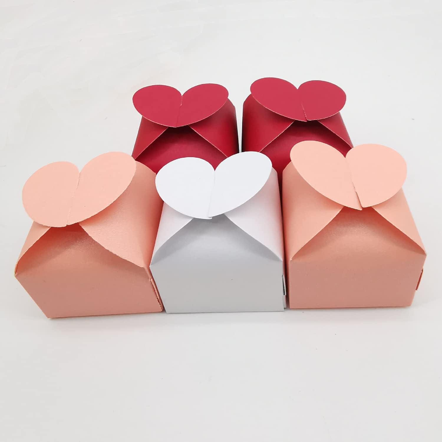 JINLYXHUI 50Pcs Candy Gift Boxes Heart Shaped White