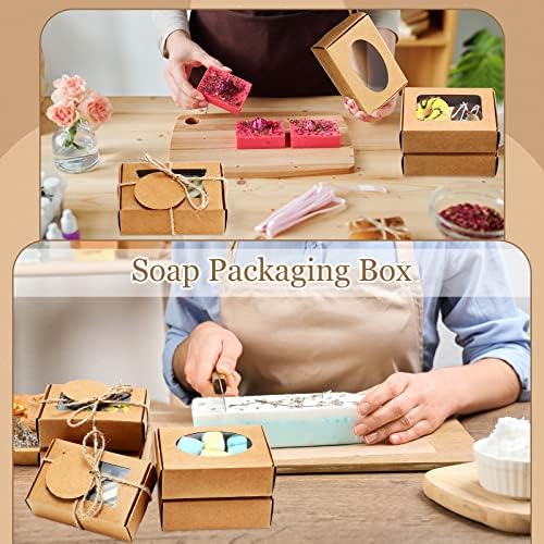 Yexiya 60 Pcs Kraft Gift Boxes with Window