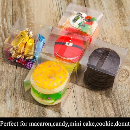 100 Pack Clear Gift Boxes for Macarons and Small Treats