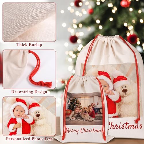 FAMIPAWS Custom Santa Sack with Name Text for Christmas Gifts