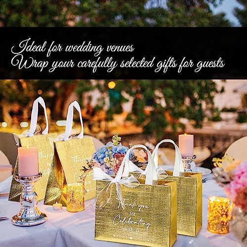 CHENGU 100 Pcs Gold Wedding Gift Bags with Handles
