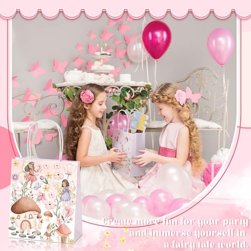 Dinifee 12 Pcs Floral Fairy Gift Bags with Handles