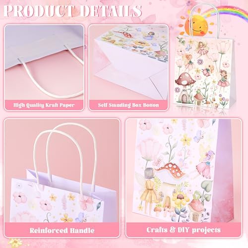 Dinifee 12 Pcs Floral Fairy Gift Bags with Handles