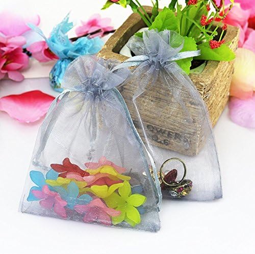Wudygirl 100pcs Sheer Grey Organza Gift Bags 5x7 Inch Drawstring