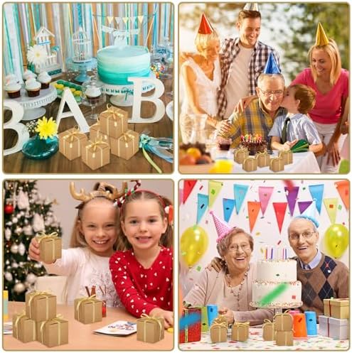 Hooqict 100 Pack Brown Kraft Gift Boxes for Party Favors