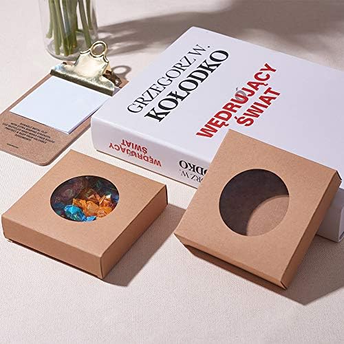 BENECREAT 24 Pack Brown Kraft Gift Boxes with Clear Window