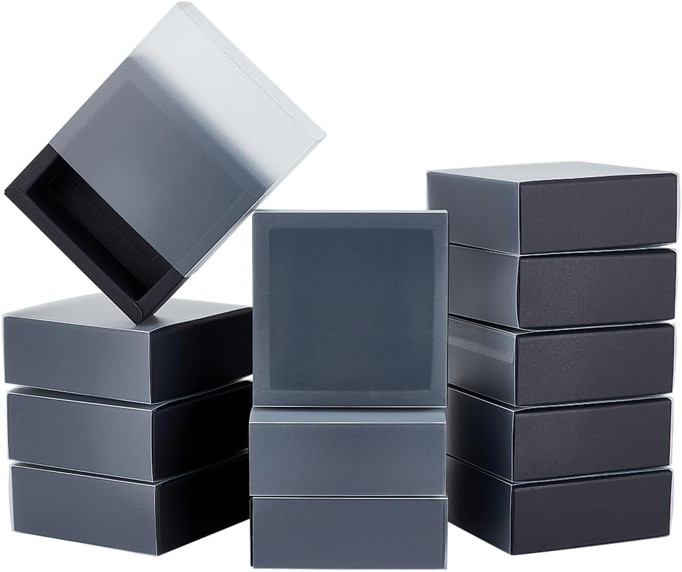 BENECREAT 16 Pack Rectangle Black Gift Boxes with PVC Windows
