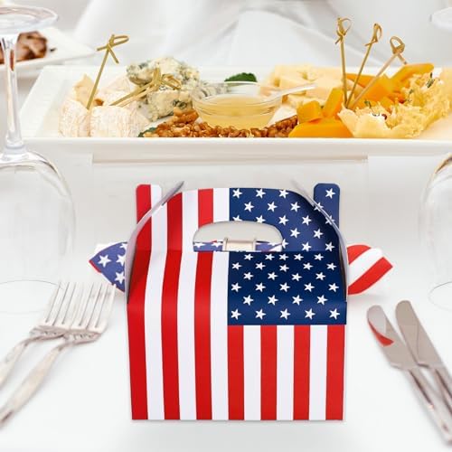 Whaline 12Pcs Patriotic Treat Box with Handle