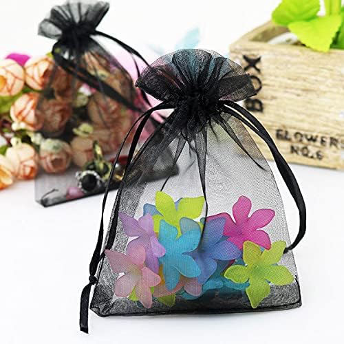 100 Pcs Black 4x6 Inch Drawstring Gift Wrap Bag