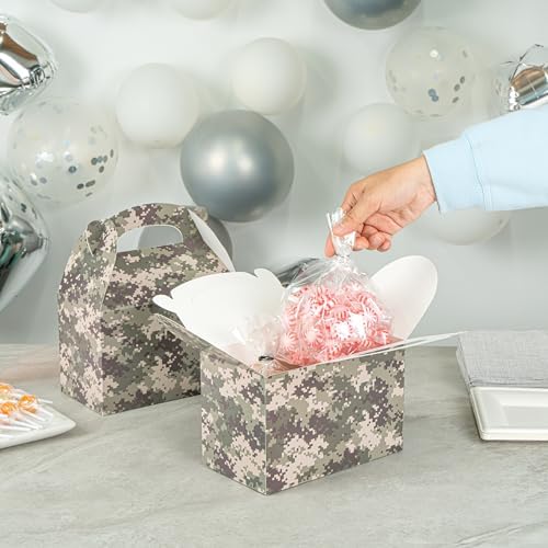 Restaurantware Camouflage Gable Party Boxes 25 Count With Handle