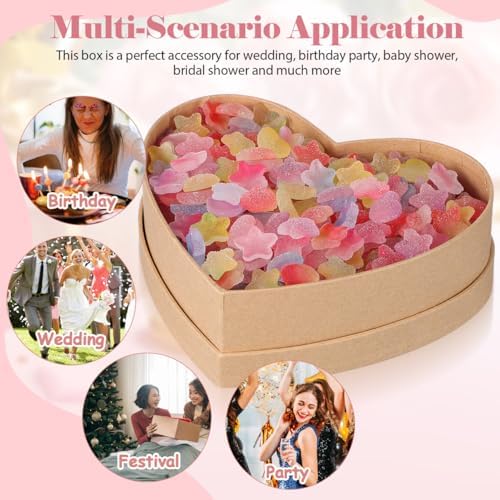 Ipetboom Heart Kraft Paper Box with Lids 65x49x2 Inch