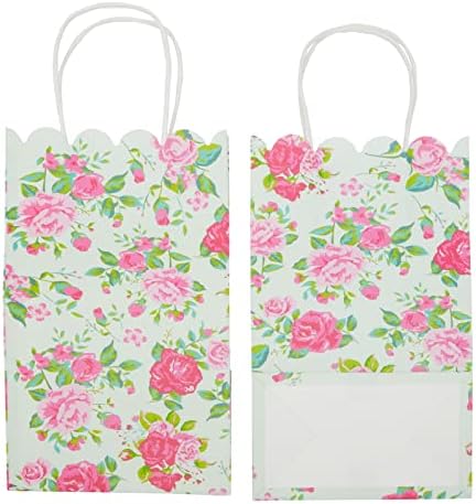 Blue Panda Floral Gift Bags with Handles 24 Pack