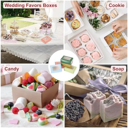 PATIKIL Pink Small Rectangle Gift Boxes with Window 30 Pack