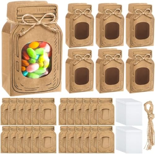 Yexiya Mini Kraft Paper Mason Jar Treat Bags 24 Pcs