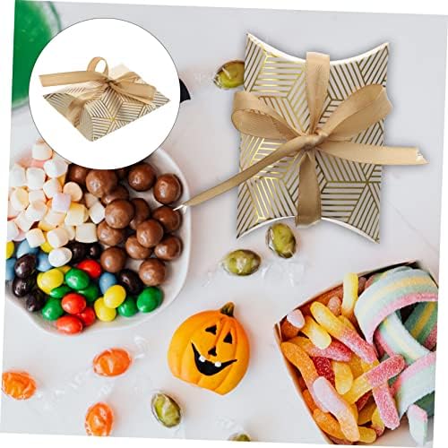 FOMIYES 50pcs Gold Foil Pillow Boxes for Parties and Holidays