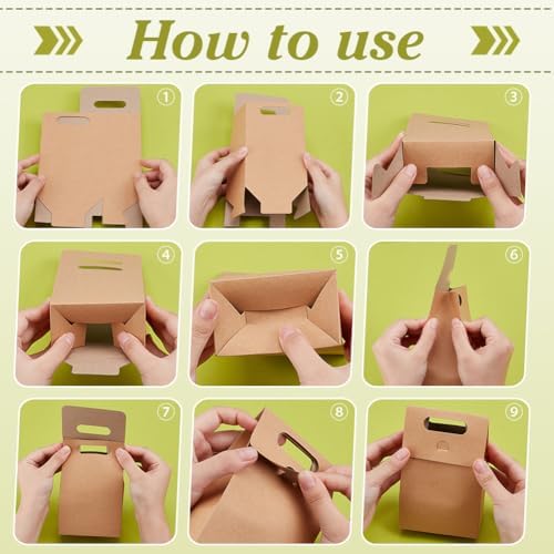 PH PandaHall 24 Pack Brown Gift Boxes with Handles