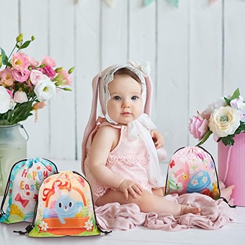 24 Piece Easter Themed Drawstring Gift Bags with 6 Designs