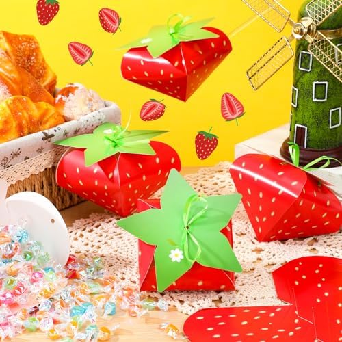 30 Pcs Strawberry Treat Boxes for Birthday Party Decorations