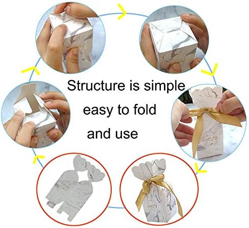 BAUMA AUTO 50Pcs Wedding Candy Boxes with Gold Ribbons