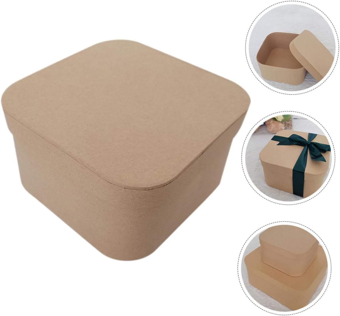 Healvian Square Corner Kraft Gift Box with Lid