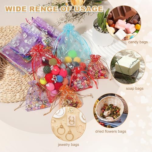 PATIKIL Organza Gift Bags 50 Pcs Multicolor Silver