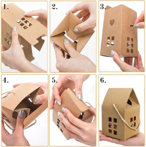 ZAVOOS 50 Pack House Shaped Gift Boxes with Ropes