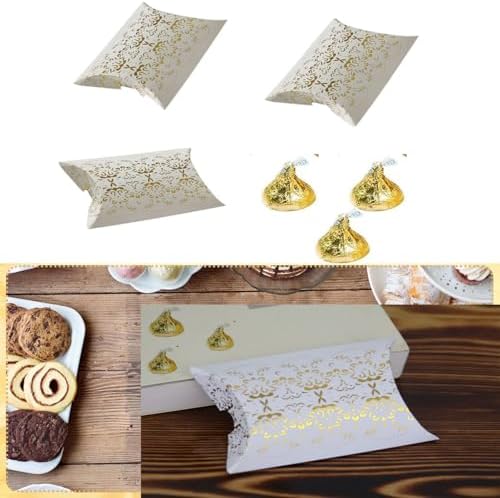 VstarOne 40 PCS Gold Flower Gift Pillow Boxes
