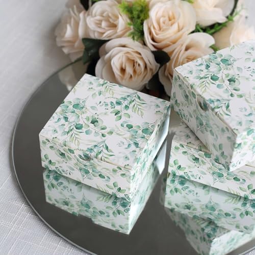 Efavormart 25 Pack White Green Eucalyptus Gift Boxes