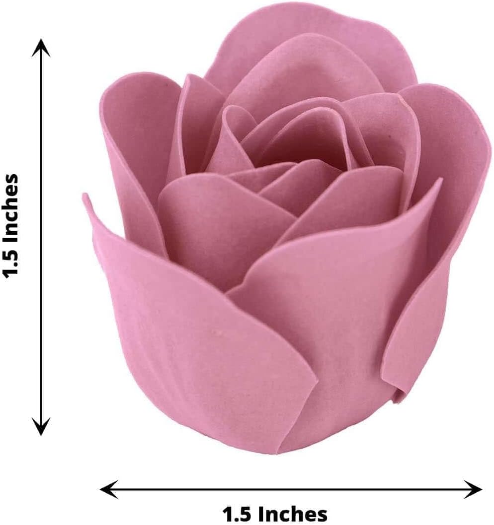 4 Pack Dusty Rose Scented Soap Roses with Gift Boxes and Ribbons