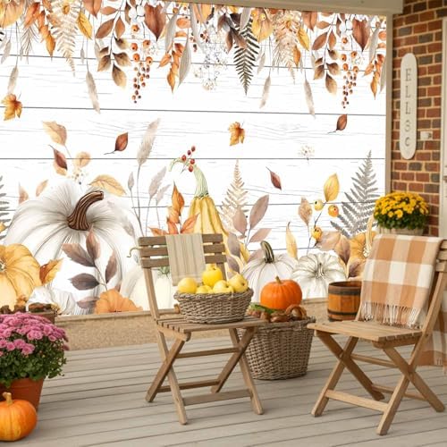 Fall Garage Door Banner with Pumpkins and Maple Leaves