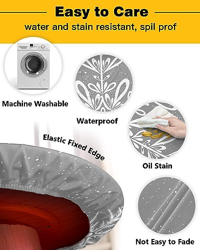 Christmas Snowflake Round Waterproof Table Cover for Indoor Outdoor Use