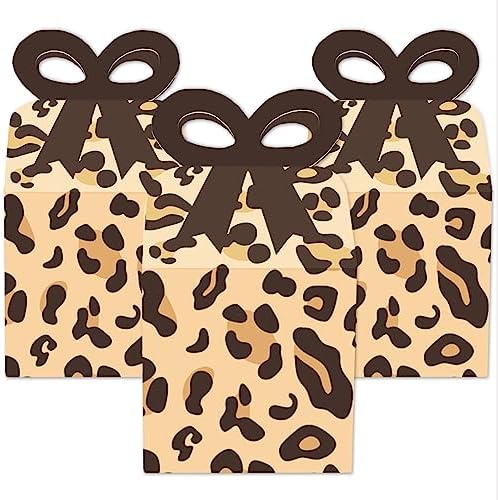 Big Dot of Happiness Leopard Print Bow Boxes Set of 12