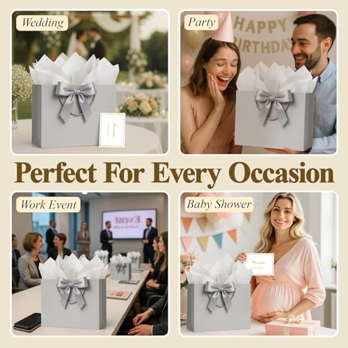 ANZNKU Large Gift Bag with Handles and Ribbon