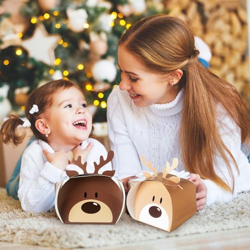 Cholemy 36 Pcs 3D Elk Christmas Cookie Gift Boxes