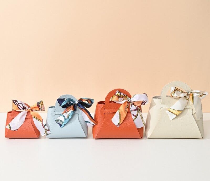 Surakey 12 Pack Leather Candy Gift Bags with Handle