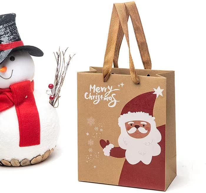 Premium Christmas Gift Bags with Ribbon Handles 6 Pack