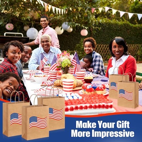 Kolldenn 24 Pcs Patriotic Gift Bags with Handle