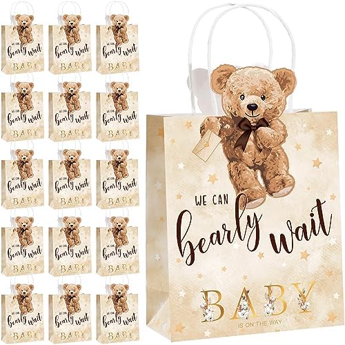 Tinlade 16 Pcs Bear Baby Shower Bags with Handles