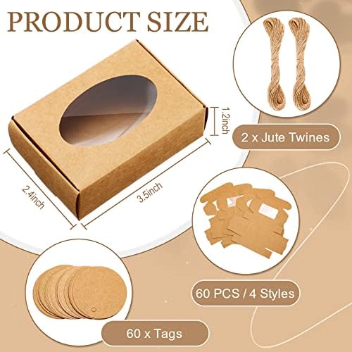 Yexiya 60 Pcs Kraft Gift Boxes with Window