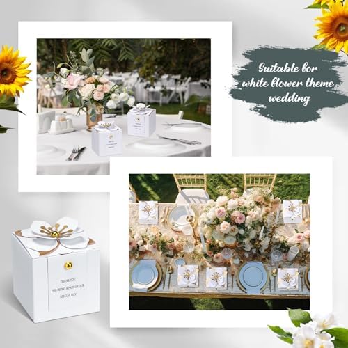 Affrolling 50 Pcs Wedding Favor Boxes with Gold Stamens