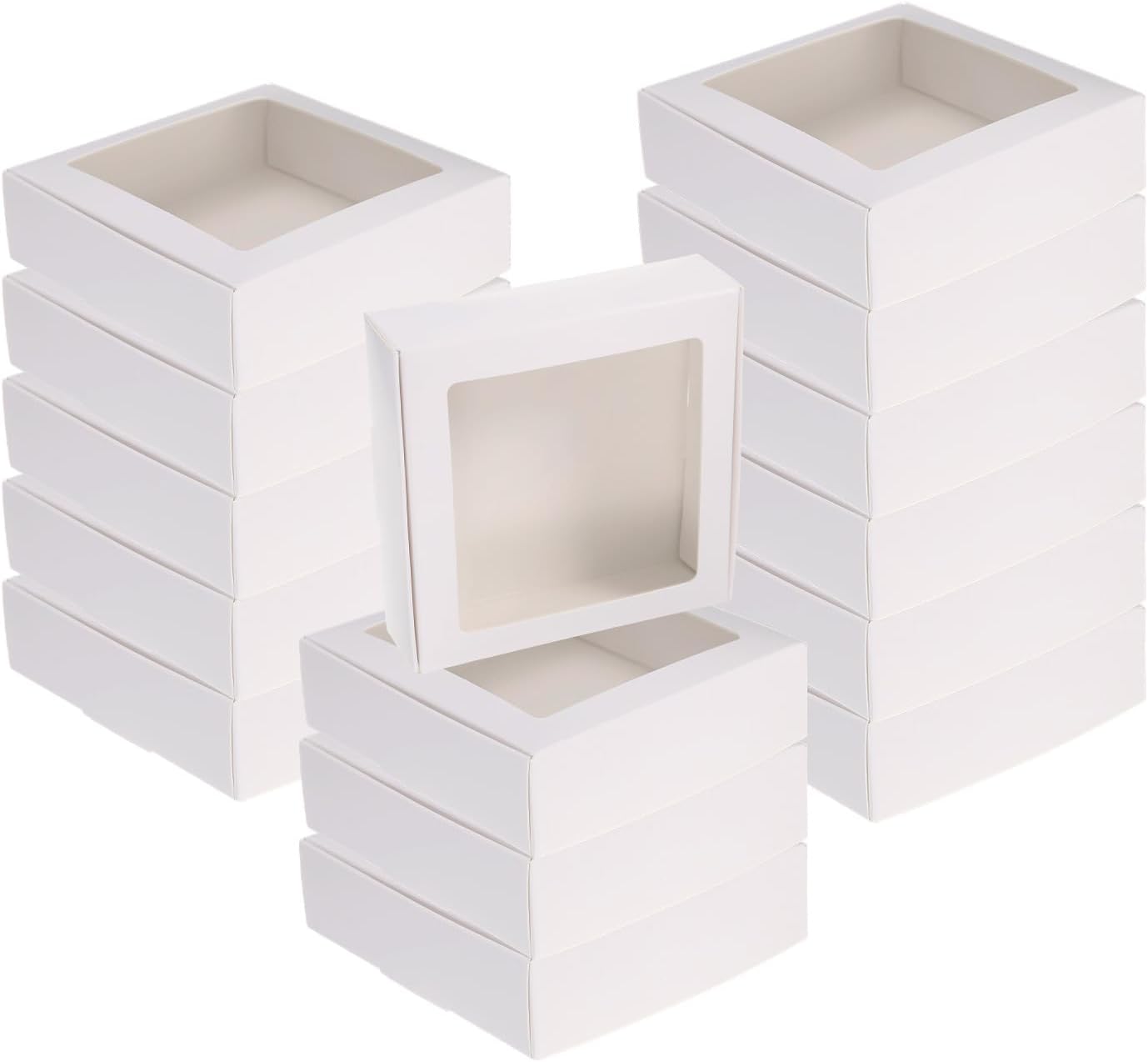 Uxcell 30Pcs Mini Kraft Soap Boxes with Clear Window for Gifts