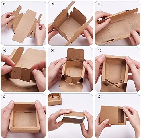Esowemsn 10pcs Brown Kraft Paper Gift Boxes for Packaging and Crafts