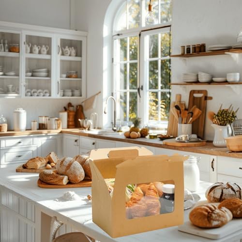 WholeMy 30 Pack Large Gable Gift Boxes Brown Kraft with Window
