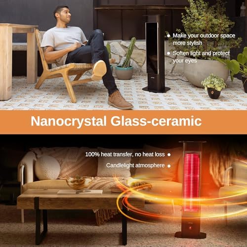 EAST OAK 1500W Electric Infrared Patio Heater with Remote Control