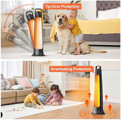 FLOWBREEZE Electric Patio Heater with 60 Degree Oscillation and 3S Instant Heating