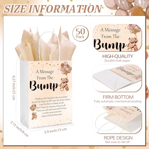 50 Piece Bear Balloon Gift Bags with Handles and Tissue Paper