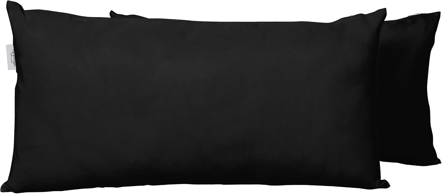 Vargottam Indoor Outdoor Polyester Lumbar Pillow Set of 2 Black