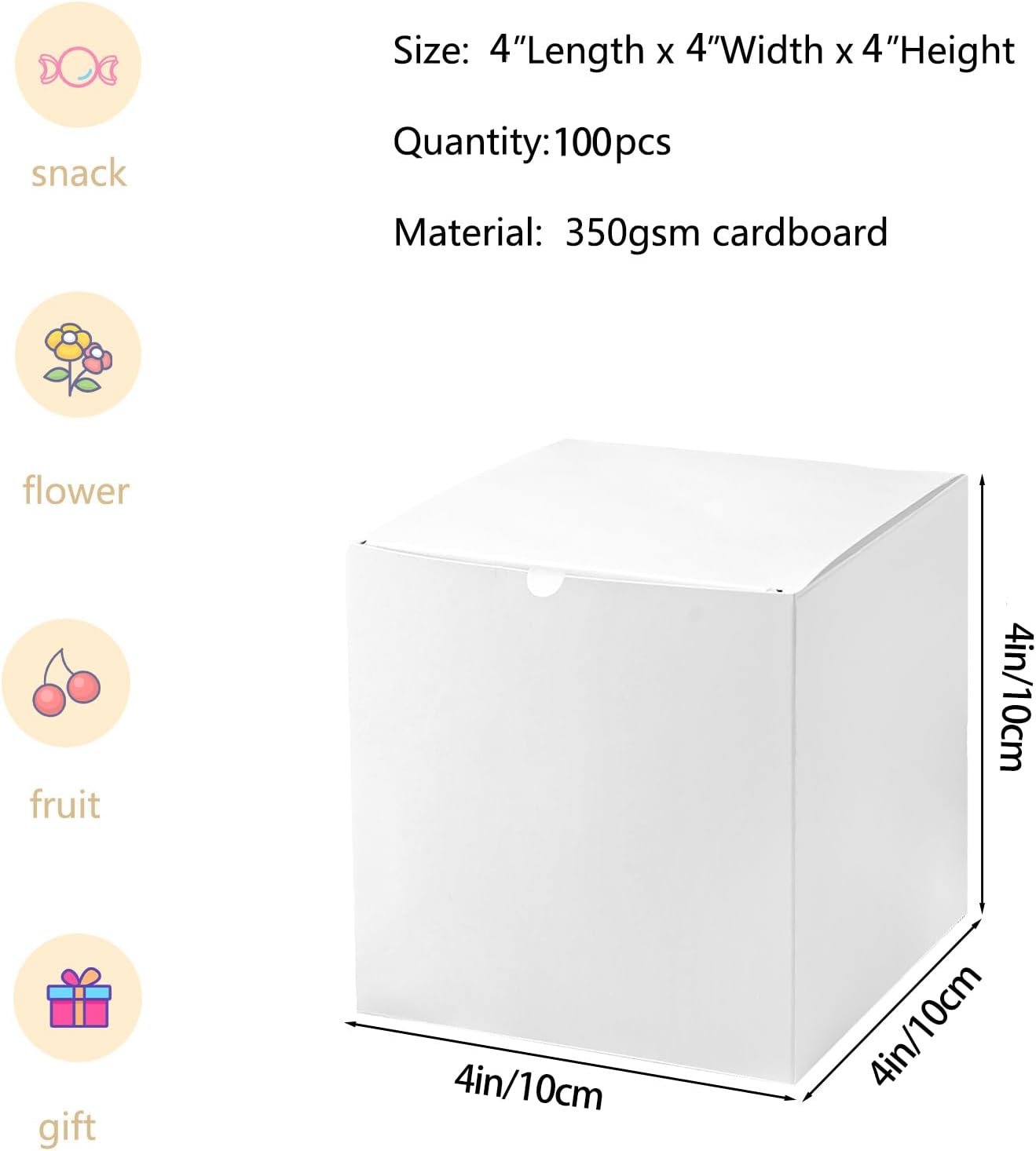 SHIPKEY 100PCS White Cardboard Gift Boxes with Lids