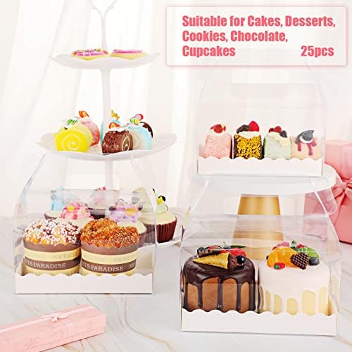Handepo 25 Pcs Clear Gable Boxes with Handles