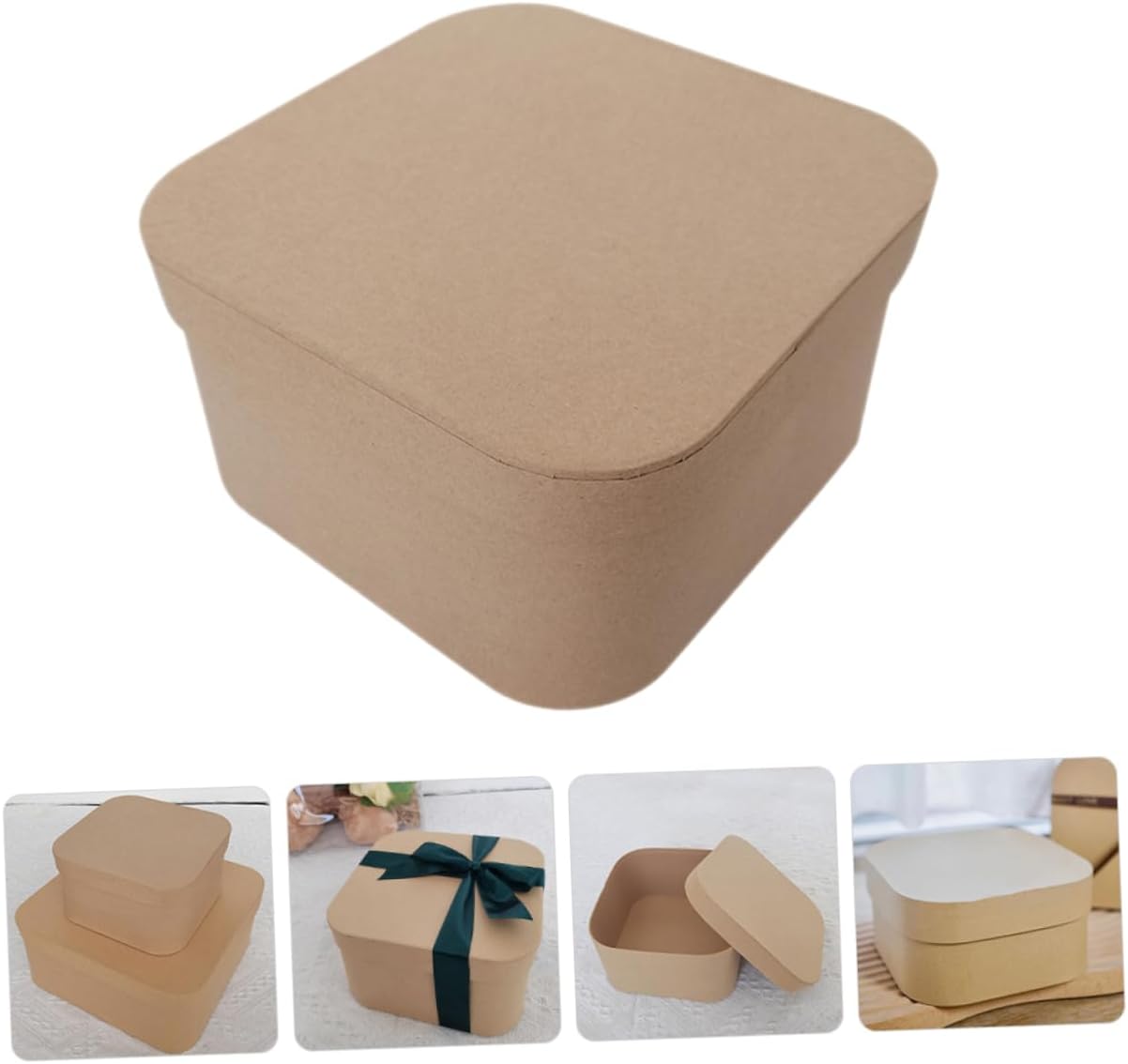 Healvian Square Corner Kraft Gift Box with Lid